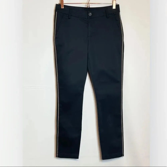 CAbi The Peyton Pants Skinny Size 2 Rainbow Side Stripe Washed Black - Picture 2 of 8